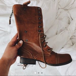 Brown combat boots